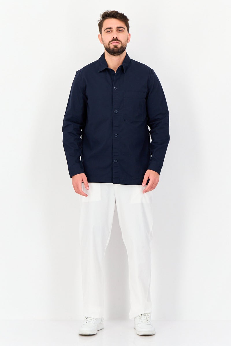 Celio Men Regular Fit Solid Long Sleeves Casual Shirt, Navy - Image 4